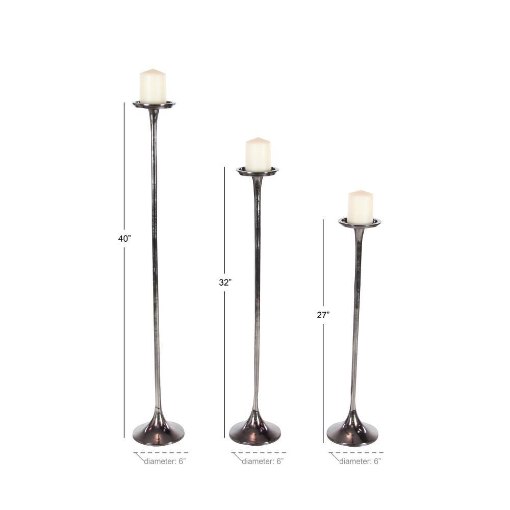Set of 3 Black Tall Aluminum Candle Holders