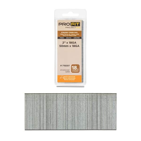 2 in. x 18GA Straight Electrogalvanized Collated Brad Nails (1000-Per Box)