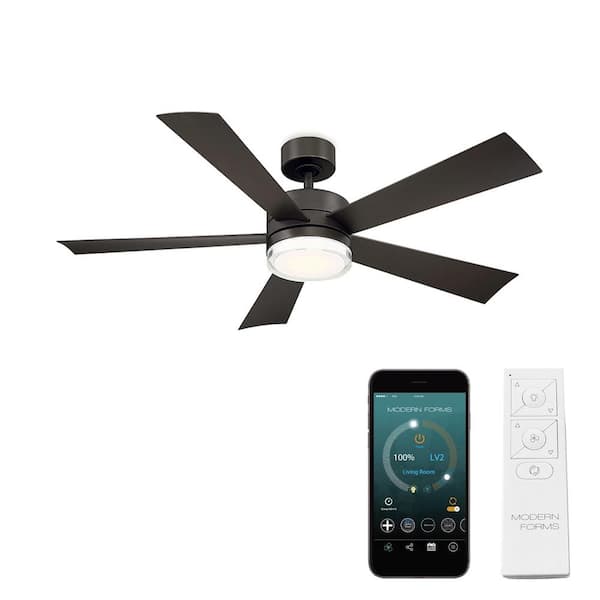 Wynd 52 in. Smart Indoor/Outdoor 5-Blade Ceiling Fan Bronze with 3500K LED and Remote Control