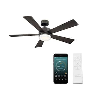 Wynd 52 in. Smart Indoor/Outdoor 5-Blade Ceiling Fan Bronze with 3000K LED and Remote Control