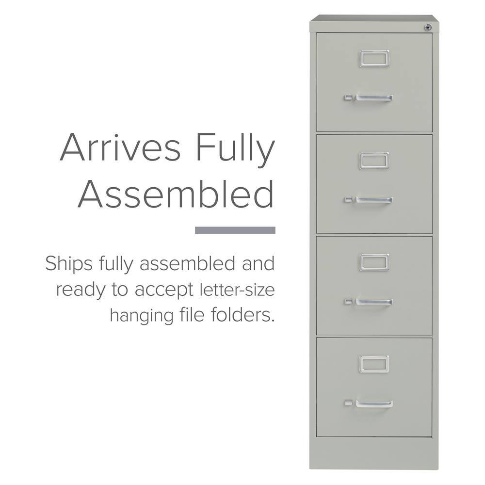 Light Gray Metal 4-Drawer Lockable Vertical File Cabinet