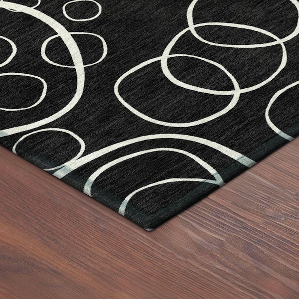Chantille Machine Washable Indoor/Outdoor Abstract ACN2407 Black 3 ft. x 4 ft. Area Rug