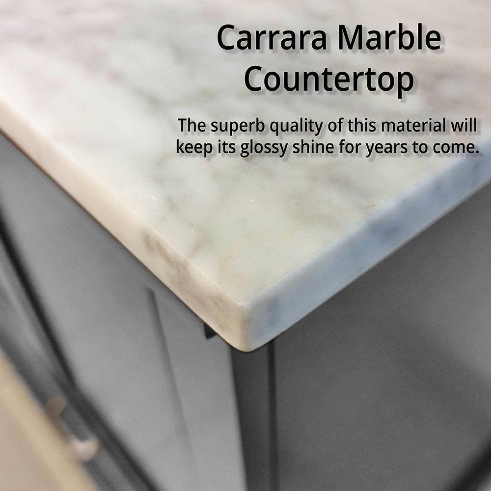 Dukes 84" Dark Grey Double Vanity with White Carrara Marble Top