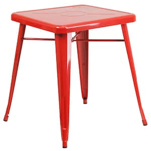 Red Square Metal Outdoor Bistro Table