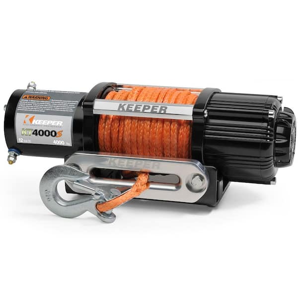 Keeper 12-Volt DC 4,000 lbs. Winch with Synthetic Rope