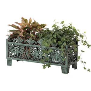 10 in. W x 26.5 in. D x 12.5 in. H Living Butterfly Outdoor Antique Bronze Plastic Plant Stand, Flower Planting Pot