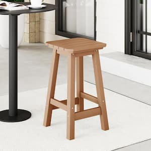 Laguna 24 in. HDPE Plastic All Weather Square Seat Backless Counter Height Outdoor Bar Stool in Teak