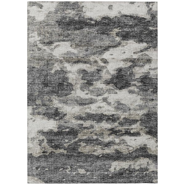 Accord Black 8 ft. x 10 ft. Abstract Indoor/Outdoor Washable Area Rug