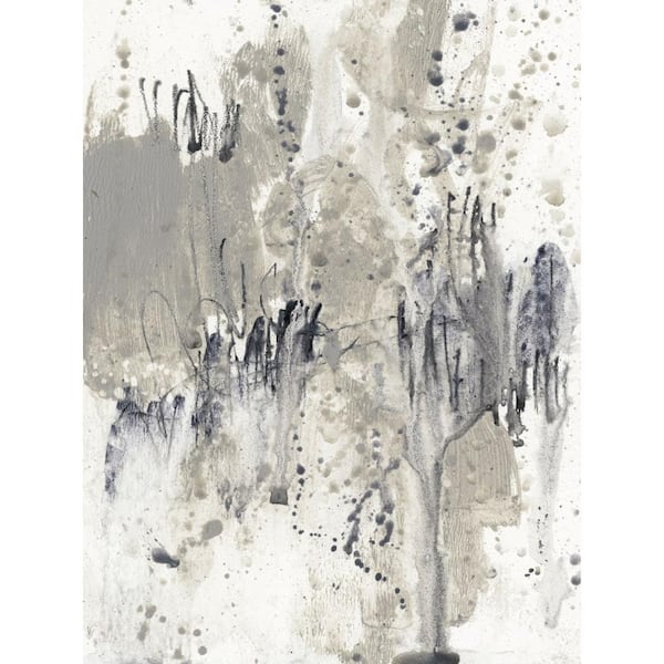 Abstract Gray Splash Paint - Modern Canvas Wall Art Wrought Studio