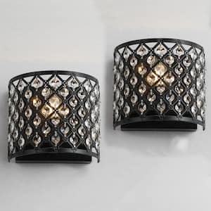 Indianapolis 1-Light Black Flush Mounted Sconce Dimmable (Set of 2)