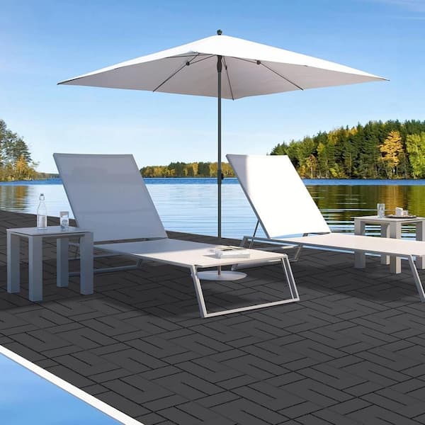 Afoxsos 12 ft. x 12 ft. Plastic Interlocking Deck Tiles Waterproof in Blue (27 Per Pack)