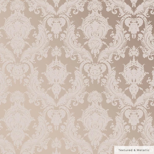 Metallic Bisque Damsel Vinyl Peel and Stick Textured Wallpaper Roll (Covers 28 sq. ft.)