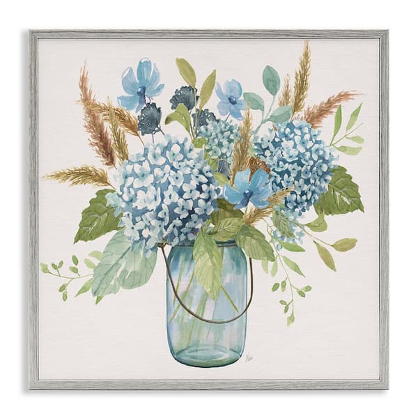 Stupell Industries Hydrangea in Mason Jar by Nan Gray Framed Nature Giclee Art Print 17 in. x 17 in.