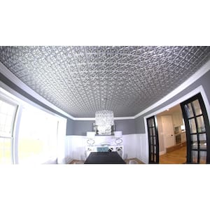 Gothic Reams 2 ft. x 2 ft. Glue Up PVC Ceiling Tile in Metallic Silver (100 sq. ft./case)