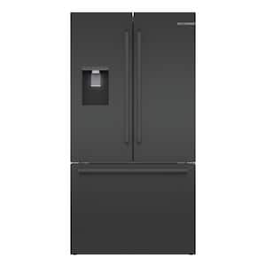 500 Series 26 cu ft 3-Door French Door Refrigerator in Black Stainless Steel with Ice and Water, Freezer, Standard Depth