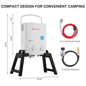 Camplux 1.32 GPM Outdoor Portable Camping Propane Gas Tankless Water Heaters with Freestanding Stand and Carry Bag