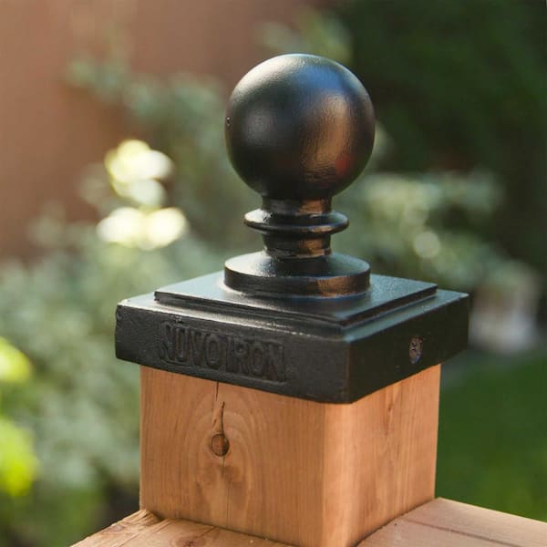 NUVO IRON 4 in. x 4 in. Black Aluminum Ornamental Ball Post Cap (12-Pack)