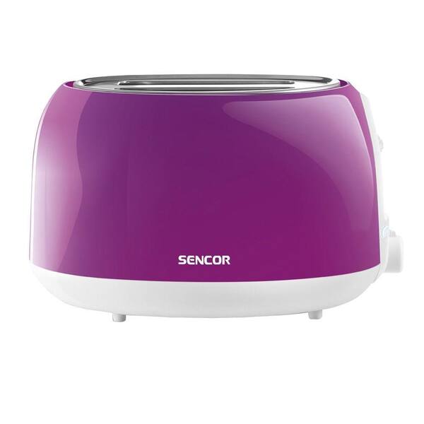 Sencor 2-Slice Solid Purple Toaster with Crumb Tray and Automatic Shut-Off