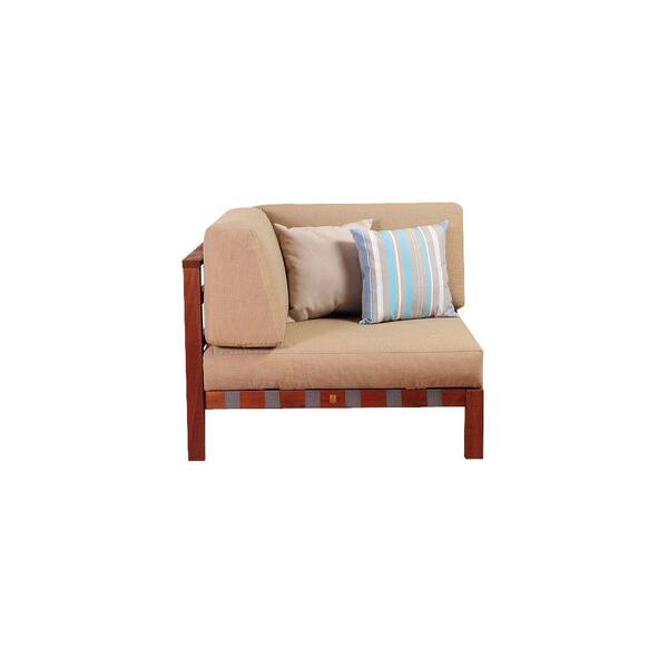 Amazonia Maya Eucalyptus Sectional Corner Patio Chair with Khaki Cushions by Jamie Durie