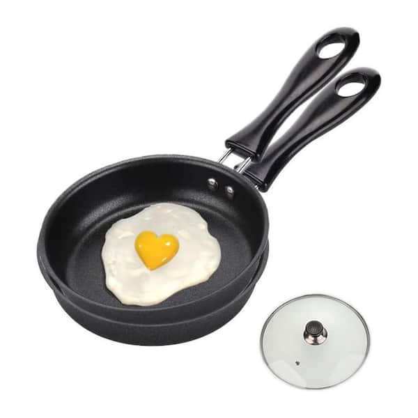 2 pcs mini cast iron skillet set nonstick coating with stay cool handles lids easy clean for single egg frying