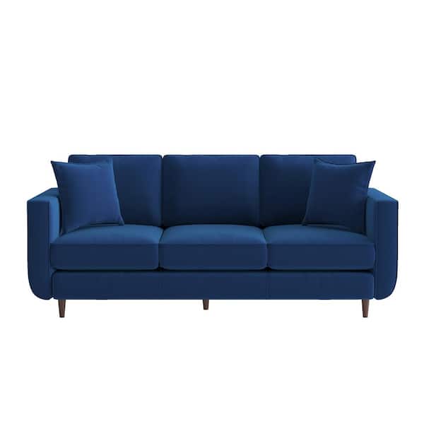 EVERGLADE HOME Carolina 82.5 in. Square Arm Velvet Straight in Blue