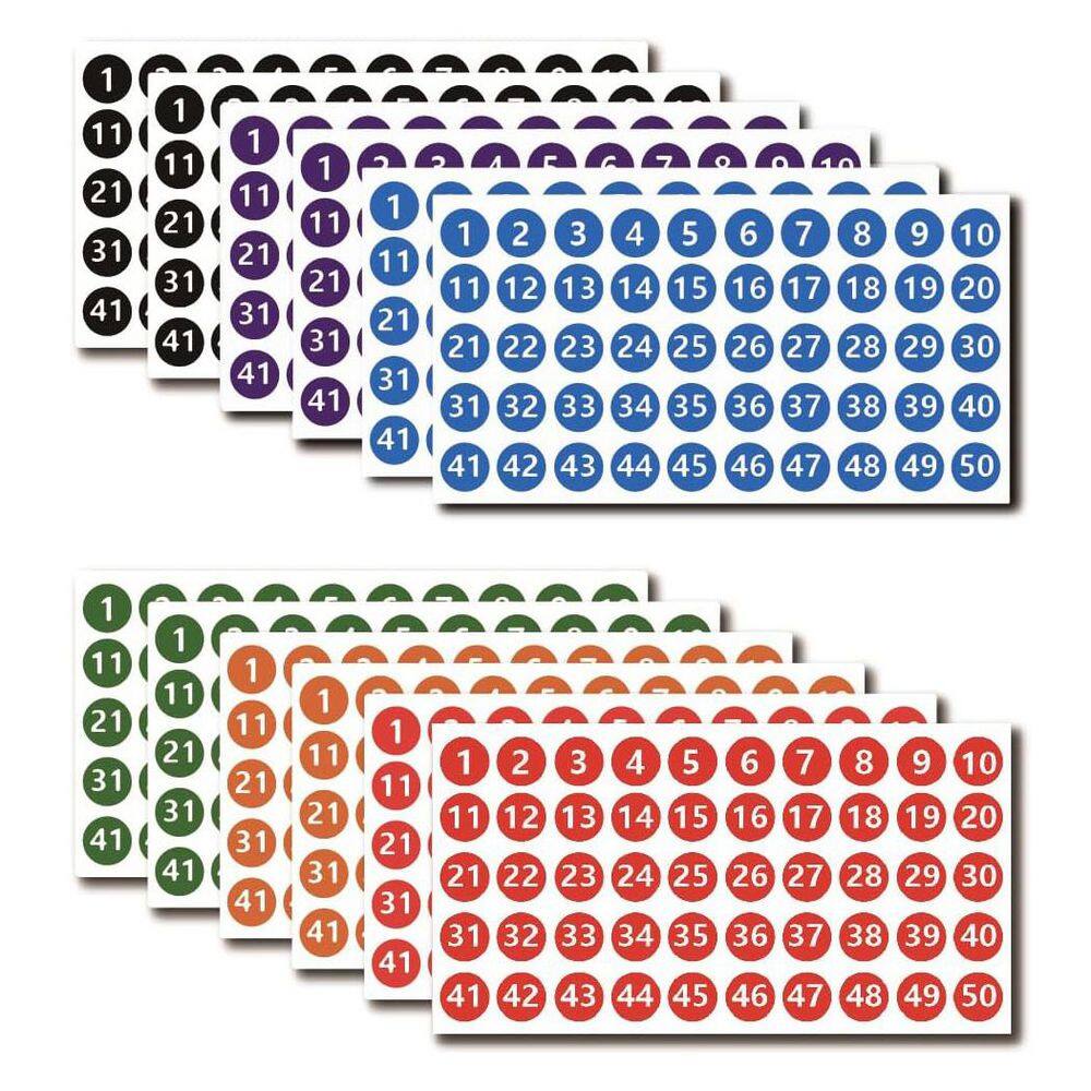 600 Pieces Vinyl Number Stickers 1 to 50 Consecutive Labels 1 in. Self ...