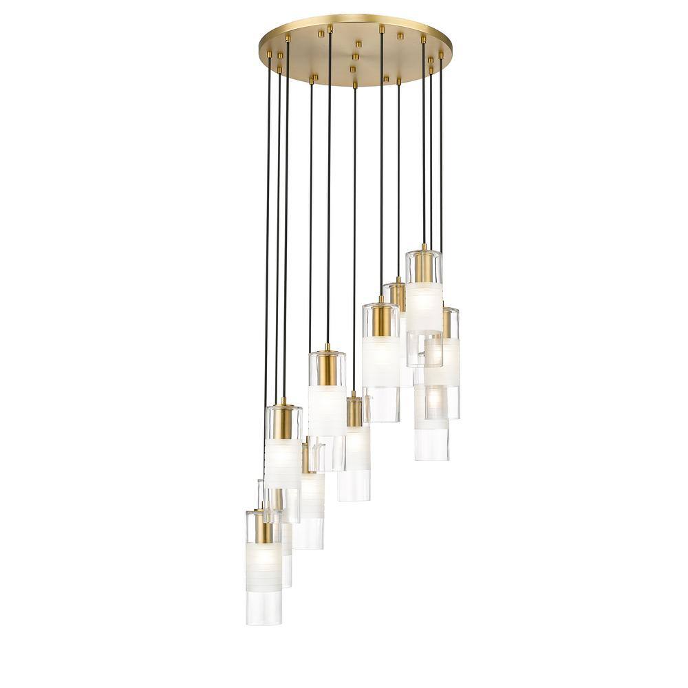 Alton 24 in. 11-Light Modern Gold Round Chandelier with Clear Plus Frosted 