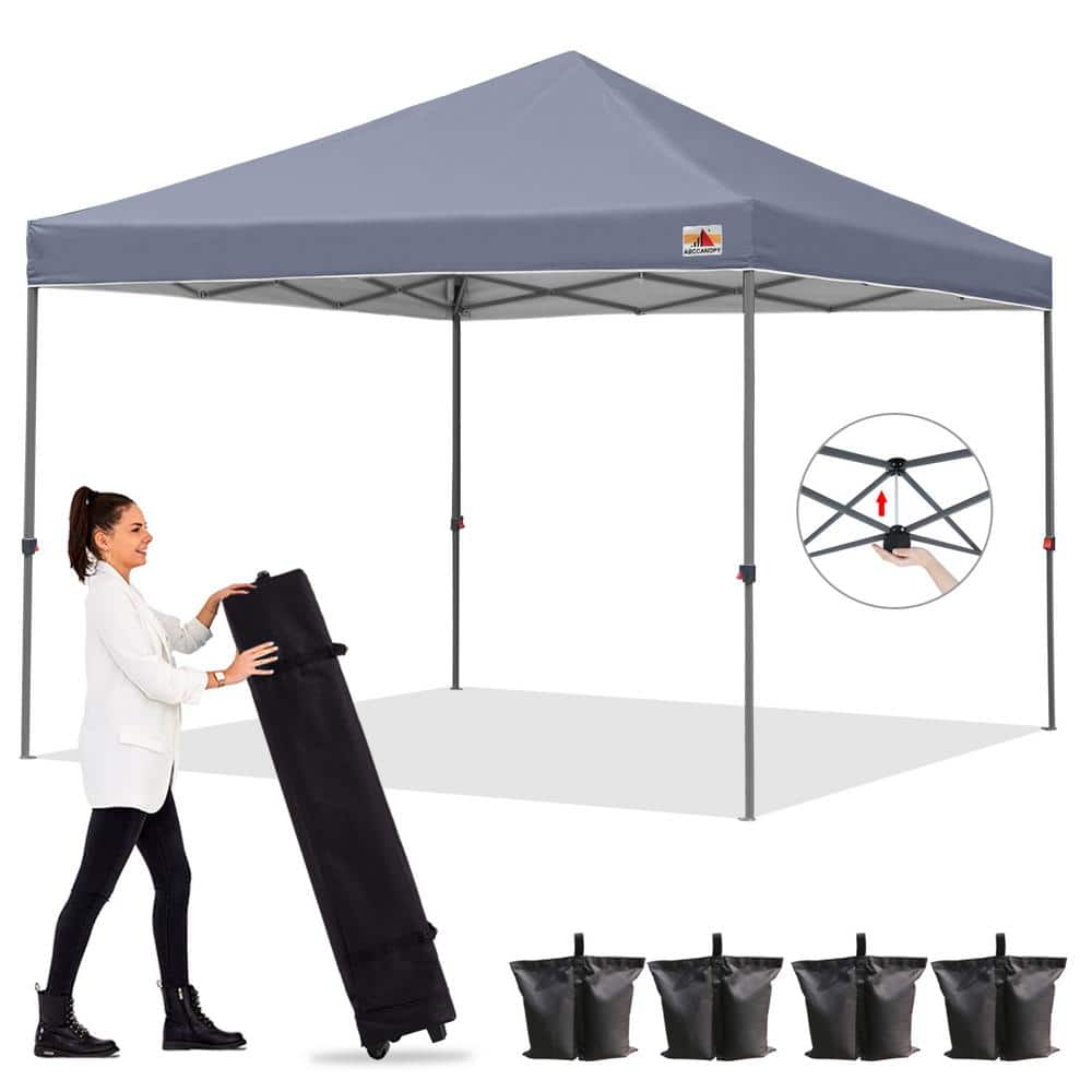 ABCCANOPY 10 ft. x 10 ft. Grey Instant Pop Up Canopy Tent