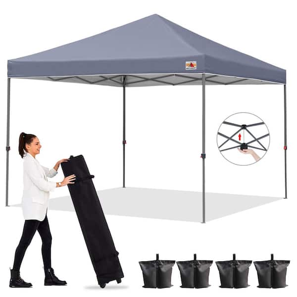ABCCANOPY 10 ft. x 10 ft. Grey Instant Pop Up Canopy Tent Outdoor Central Lock-Series
