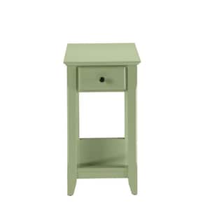 22 in. Green Short Rectangular Top Wood End Table