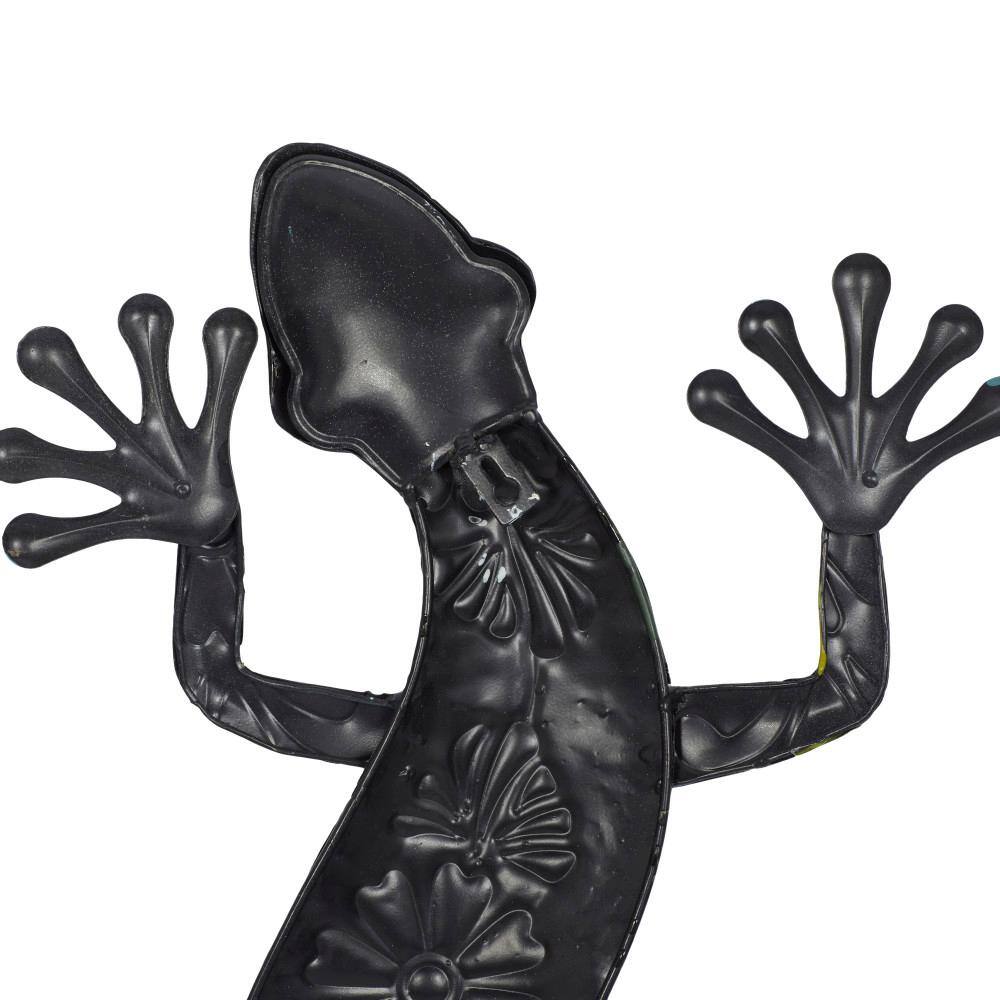 Multi-Colored Metal Floral Lizard Wall Decor, 32" x 15"