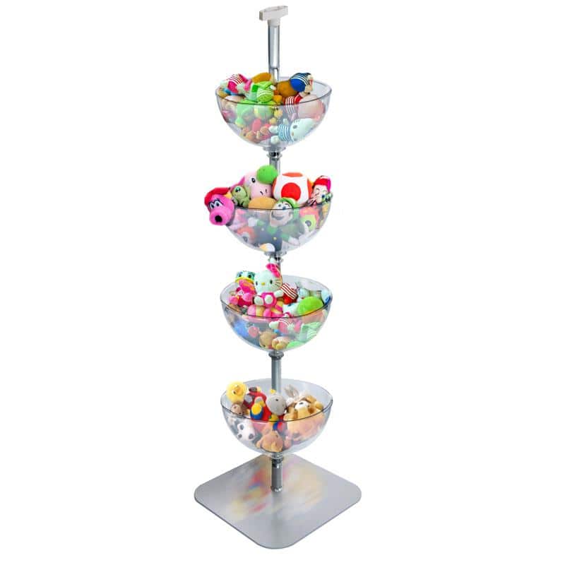 Clear Polycarbonate Four-Tiered Bowl Floor Display Stand