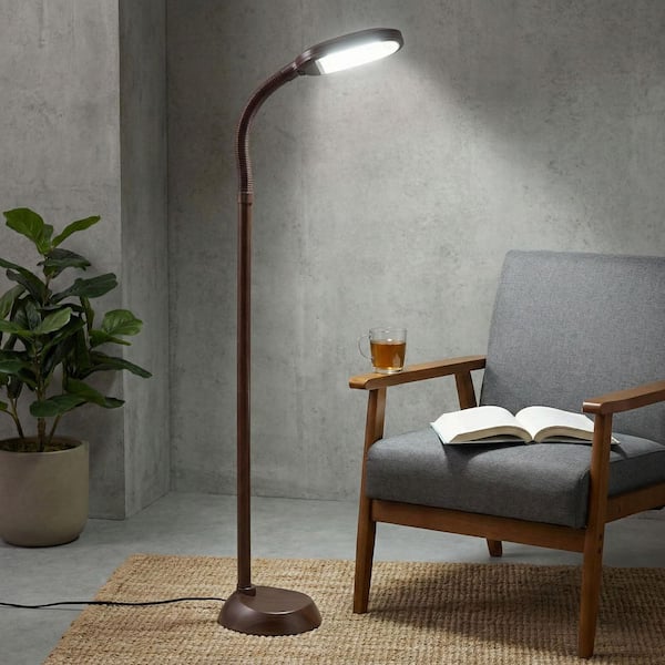 Deluxe Sunlight 55 in. Wood Grain Floor Lamp