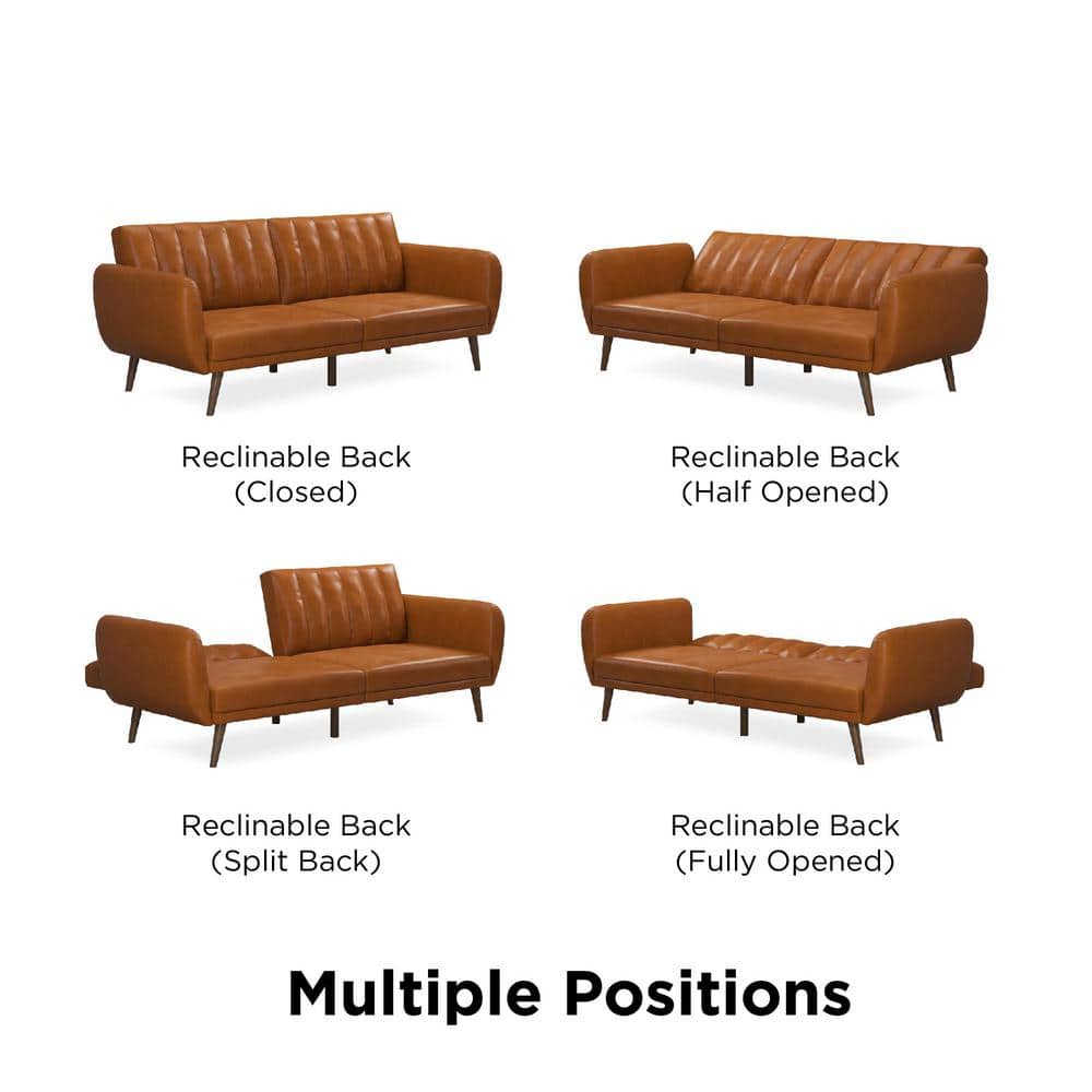 Brittany Camel Faux Leather Convertible Sleeper Sofa