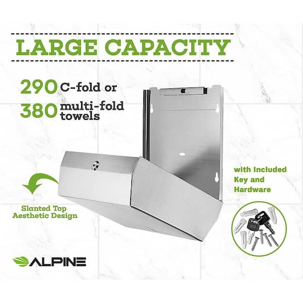 Stainless Steel Multi-Fold/C-Fold Paper Towel Dispenser and Manual Vertical Liquid Commercial Soap Dispenser Combo