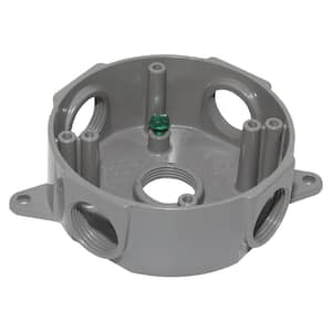 3/4 in. Metal Gray Weatherproof Round 5-Hole Electrical Outlet Box