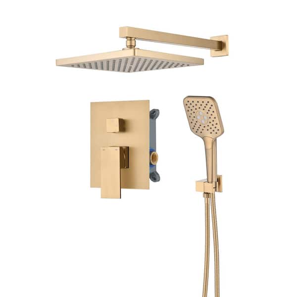 Fapully Single Shower Faucet Set, with Handheld Shower and Rainfall Shower Head Combination Set Wall Mounted Shower System