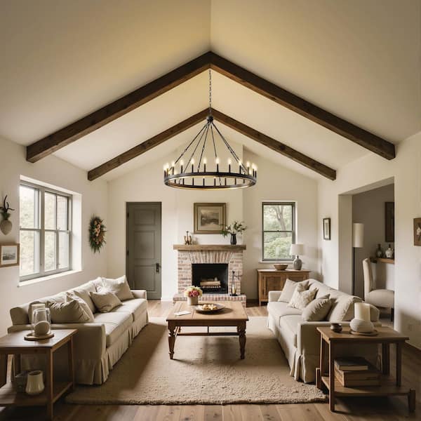 47 in. 24-Light Black Large Farmhouse Wagon Wheel Chandelier, Industrial Pendant for Foyer, Porch, Dining Room