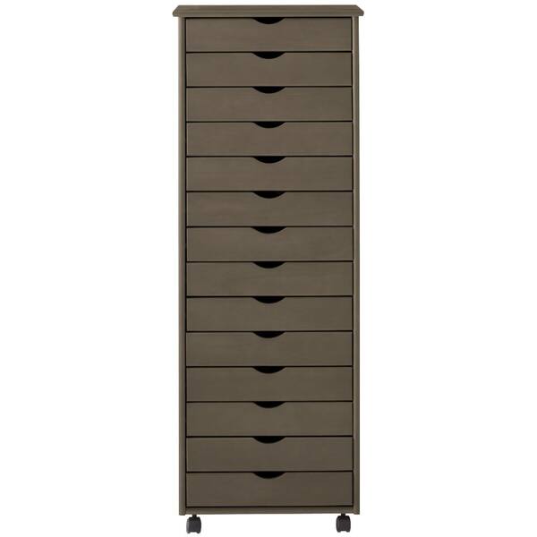 Home Decorators Collection Stanton 14-Drawer Storage Cart in Antique Grey