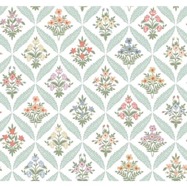 RIFLE PAPER CO. Estee Garden Pastel Green Metallic Non-Pasted Wallpaper