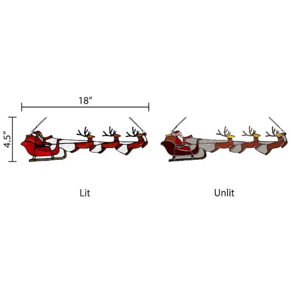 River of Goods Santa Sleigh Multicolored Stained Glass Window