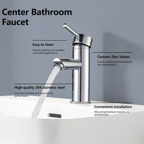 Modern Luxurious Single Handle Single Hole Bathroom Sink Faucet Bathroom Faucet with Handle in Chrome