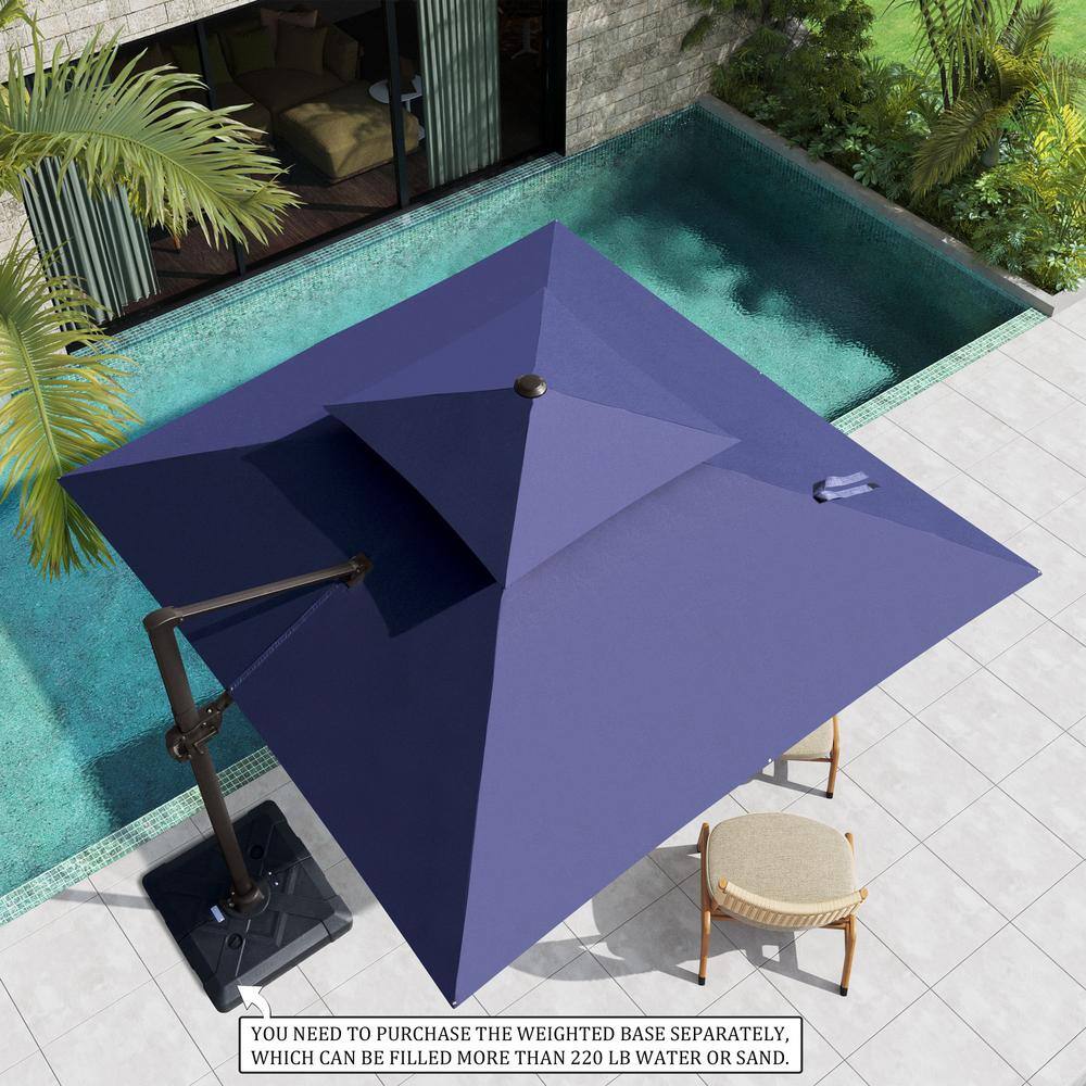Crestlive Products 10 ft. x 10 ft. Double Top Cantilever Patio Umbrella in Navy Blue CLPU055NAV