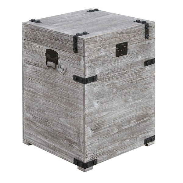 Convenience Concepts Laredo 18 in. W Weathered Gray Square Storage Trunk End Table