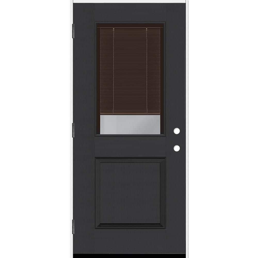 Legacy 30 in. x 80 in. 1/2-Lite Clear Glass Mocha Miniblind RHOS Black Finish Fiberglass Prehung Door w/4-9/16 in. Jamb price history on PriceWatchPro