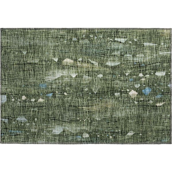 Mayfield Premium Machine Washable Abstract AMF2092 Fern 2 ft. x 3 ft. Accent Rug