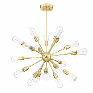18-Light Gold Farmhouse Sputnik Chandelier for Dining Room Kitchen Island with Adjustable Down Rod