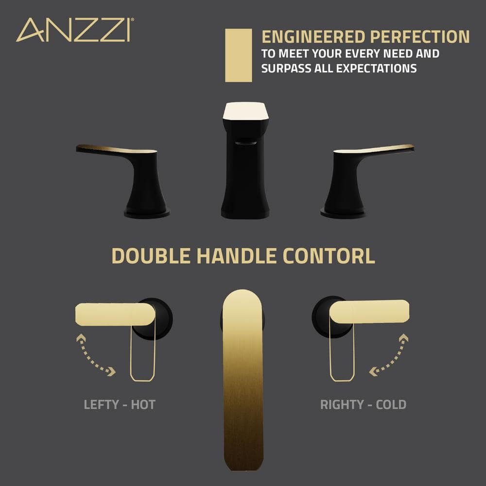 Matte Black and Brushed Gold 2-Handle Widespread Bathroom Faucet