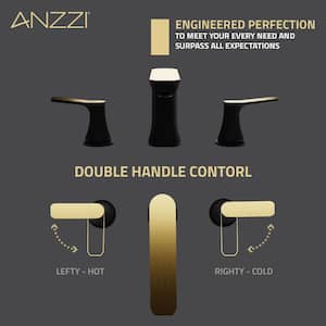 8 in. Widespread 2-Handle 3-Hole Bathroom Faucet with Pop-Up Drain in Matte Black and Brushed Gold