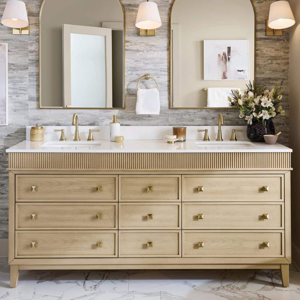 Danby 72 in. Double Sink Platinum Oak...